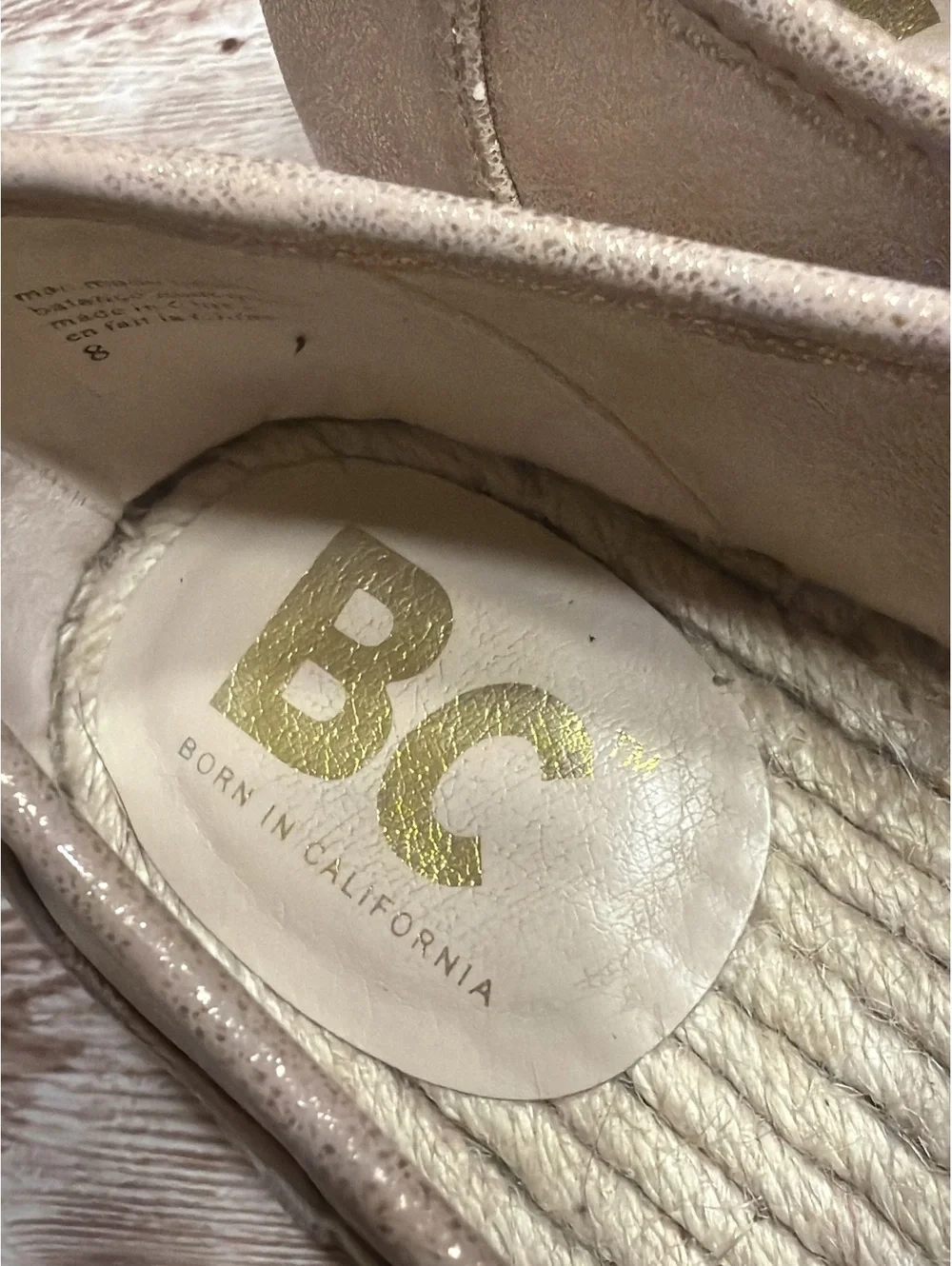 BC Born in California Metallic Gold Espadrilles Sneakers Size 8